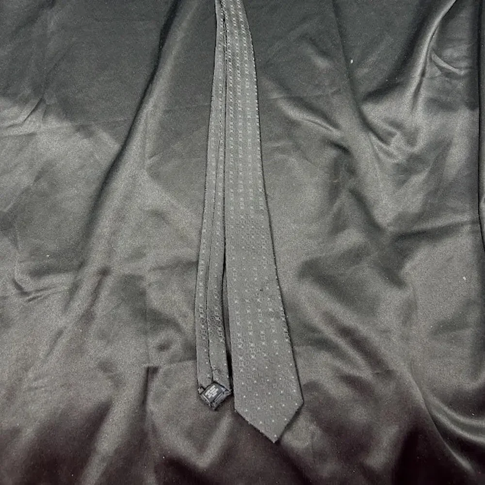 Adrienne Vittadini Black Tie Teal Polka Dot Pattern Mens Neck Tie